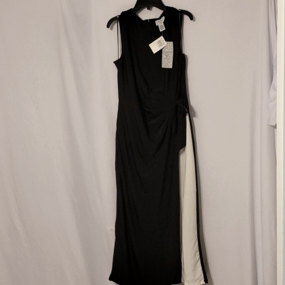 Carmen Marc Valvo Womem's Side Tie Color Block Midi Dress - Picture 7 of 11
